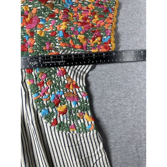 SISTER MARY Stripe MARYLOU Embroidered Floral Dress SMALL boho hippie‎ - Picture 5 of 6